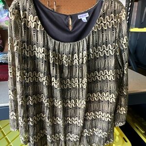 Rebecca Malone Black Embellished 3/4 Sleeve Blouse. Size XL. Beautifull